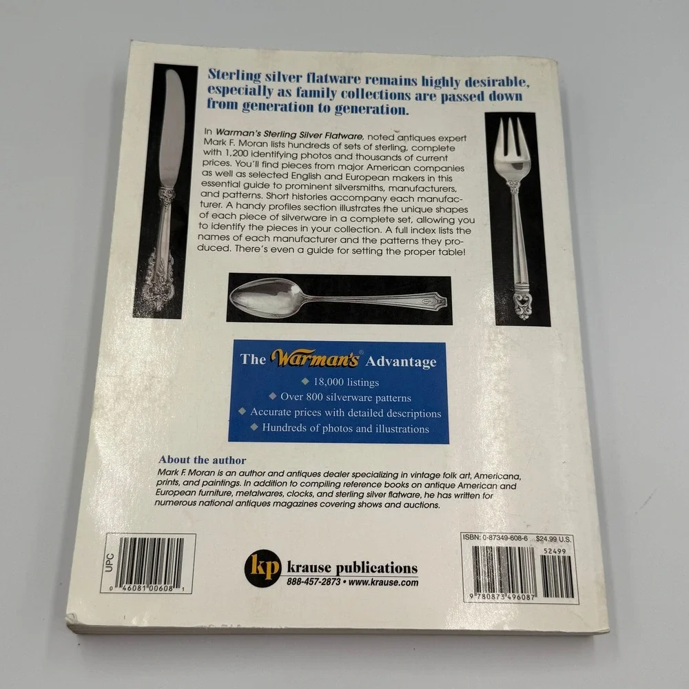 Warman's Sterling Silver Flatware Value & Identification Guide Mark Moran Book